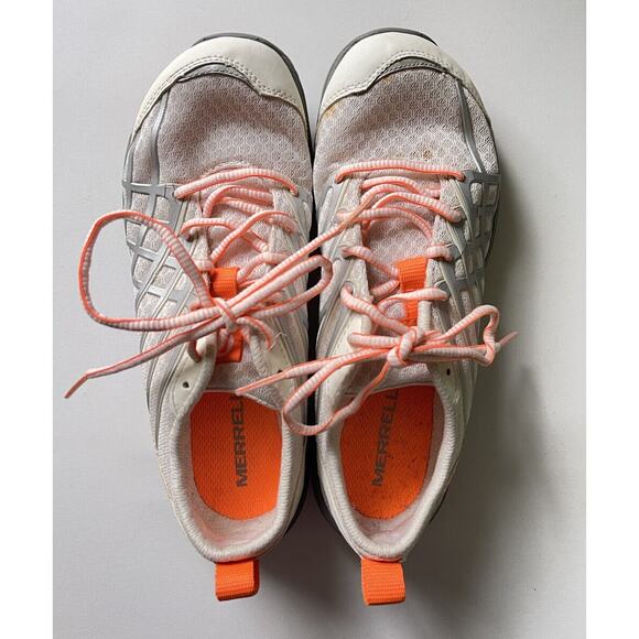 Merrell Vibram Women's White Orange Mesh Athletic #1231732 Running Shoes Sz. 6 - Picture 3 of 11